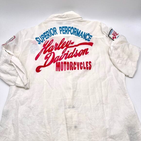HARLEY DAVIDSON women's 3/4 sleeves button up white shirt SIZE XL - EXTRA LRG - Picture 13 of 13